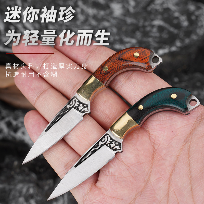 Bushcraft Knife Fixed - EDC Camping Wooden Handle Knife Sharp