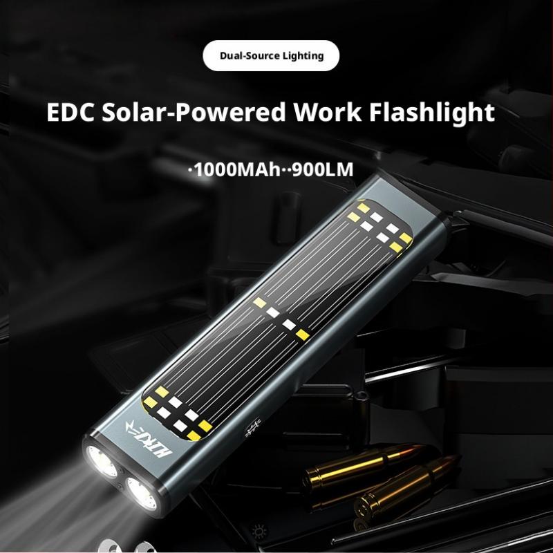 Solar Emergency Charger - Aluminum Alloy Flashlight Portable Work Lamp