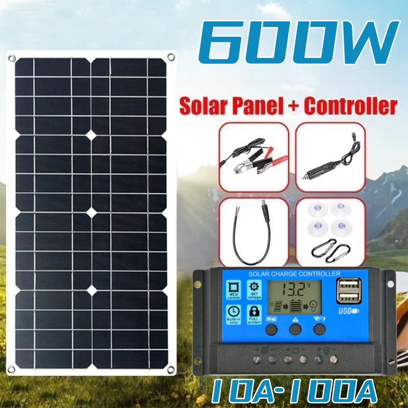 Solar Emergency Charger - 600W Solar Panel 12V Solar Kit