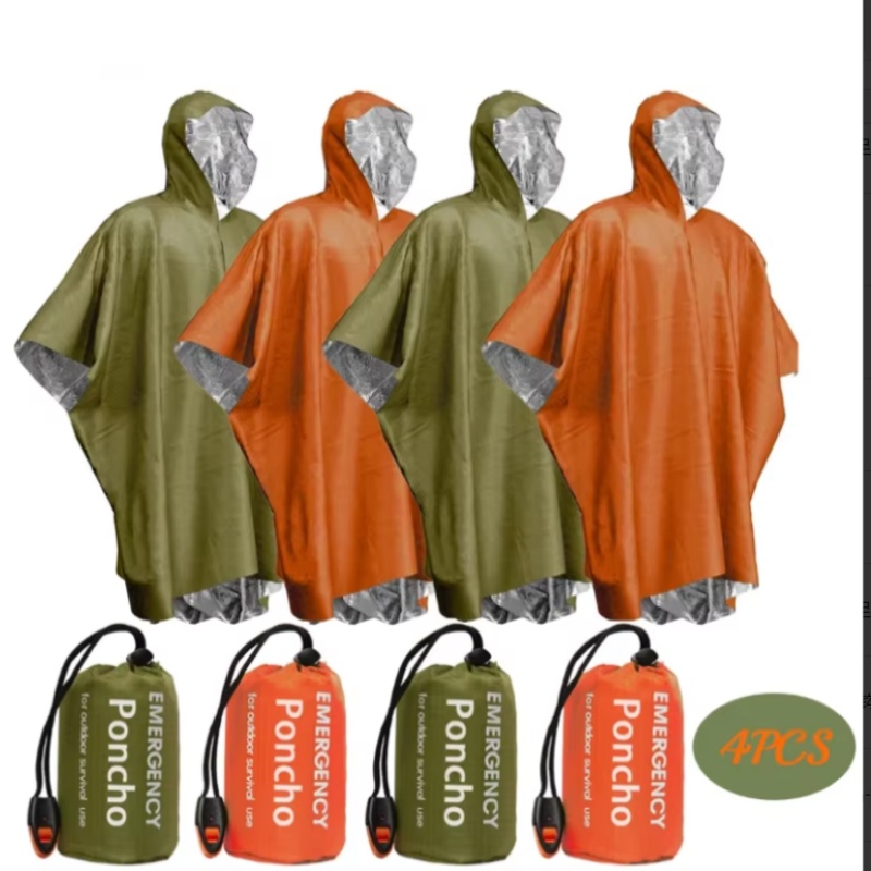 Portable Emergency Poncho 4‑Pi - Survival Blanket Reflective review and price