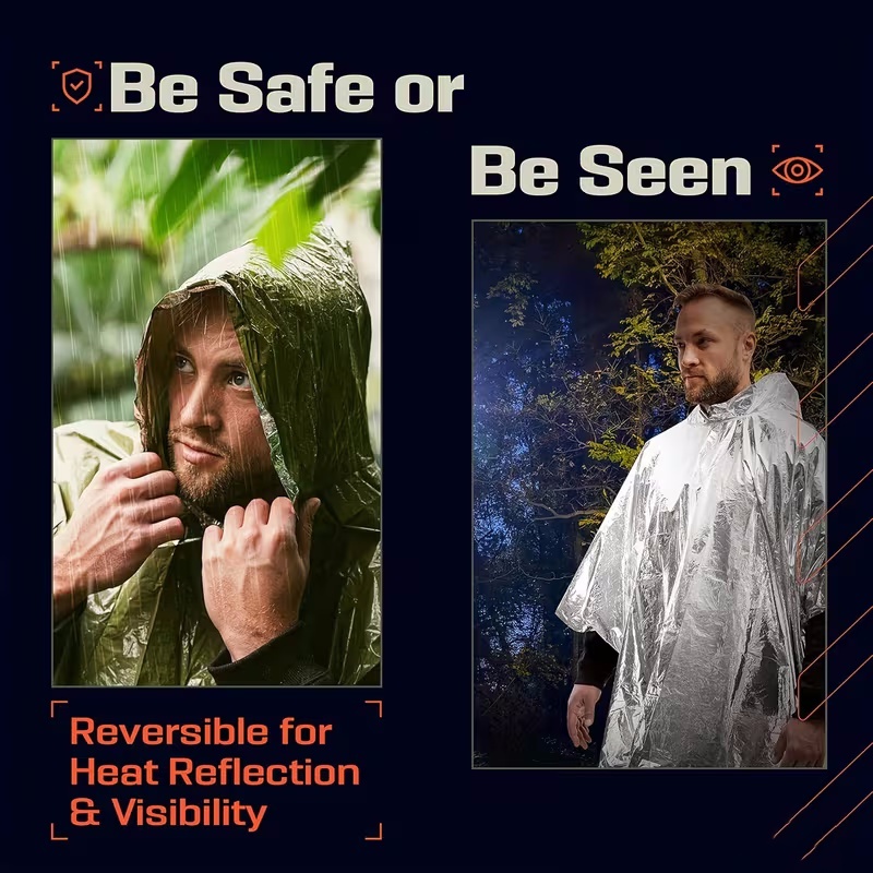 Portable Emergency Poncho 4‑Pi - Survival Blanket Reflective review and price